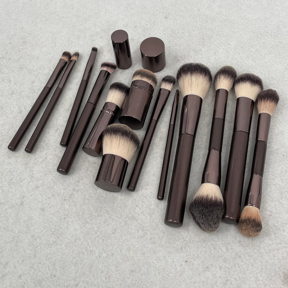 Makeup Brush Set 13pc Gunmetal Synthetic Complexion Eye Dual Ended